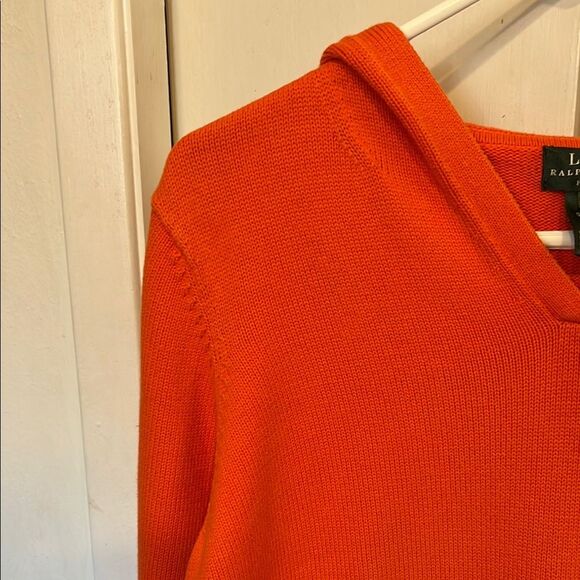 Ralph Lauren Orange Petite Cotton Knit Long Sleeve Pull Over Hoodie PM - Picture 9 of 14